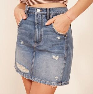 Reformation Distressed Denim Sami Mini Skirt